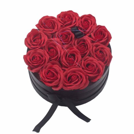 Soap Flower Gift Bouquet - 14 Red Roses - Round