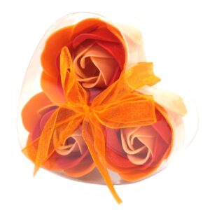 3 Peach Soap Roses Box