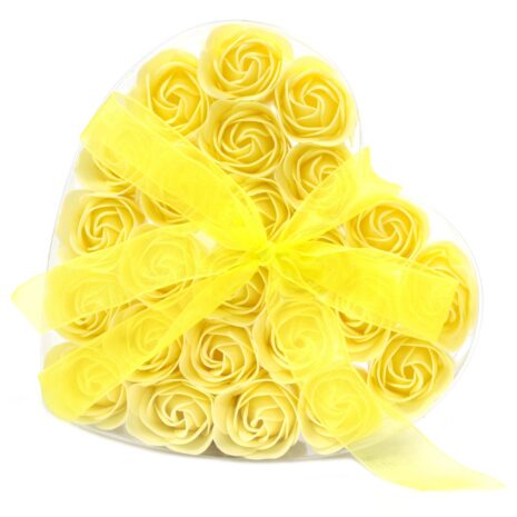 Bouquet de 24 roses de savon jaunes