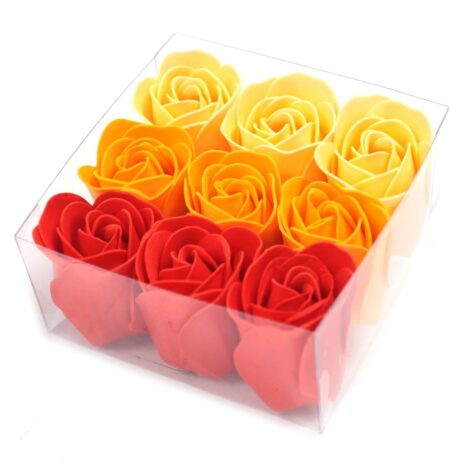 9 Peach Roses Soap Flower Gift Box-3