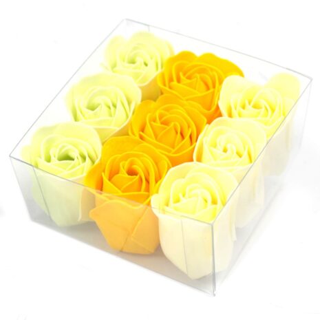 9 Yellow Roses Soap Flower Gift Box