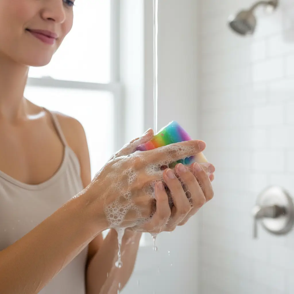 model using multicolor soap