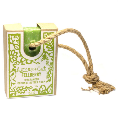 fellberry vegan soap on a rope
