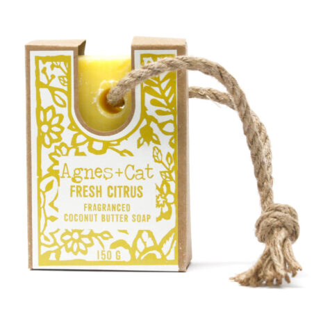 fresh citrus vegan soap on a rope-2