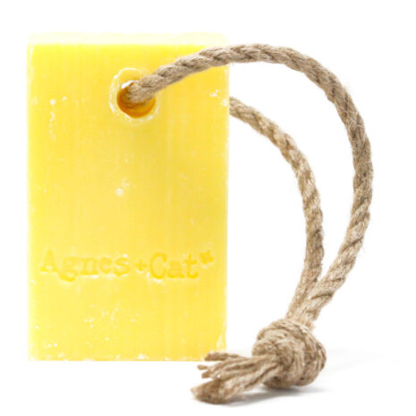 fresh citrus vegan soap on a rope